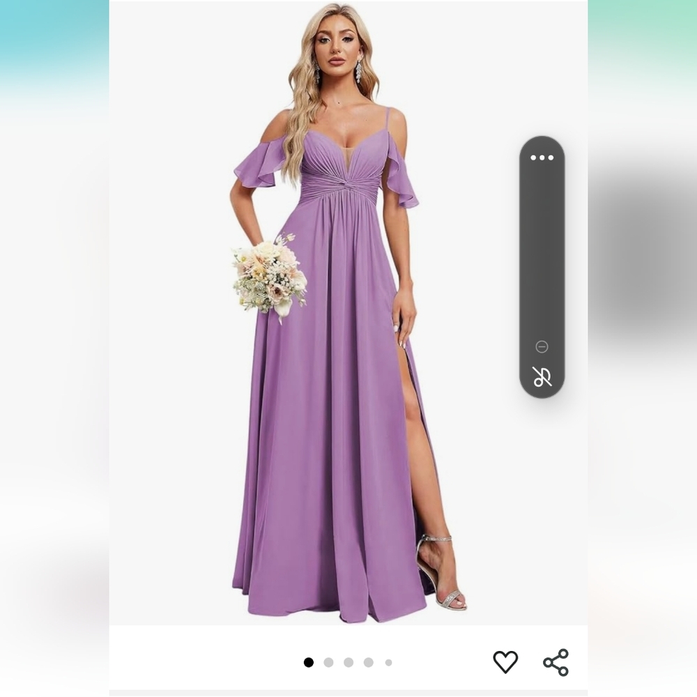 Purple Cold Shoulder Chiffon Maxi Gown with Flutter Sleeves